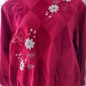 Vintage suede flower sweater
